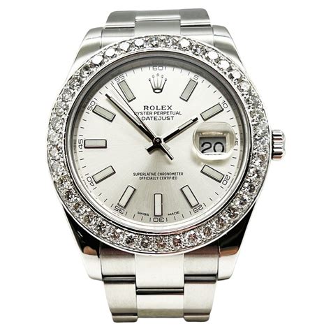 rolex datejust ii silver diamond dial|Rolex Datejust full diamond preis.